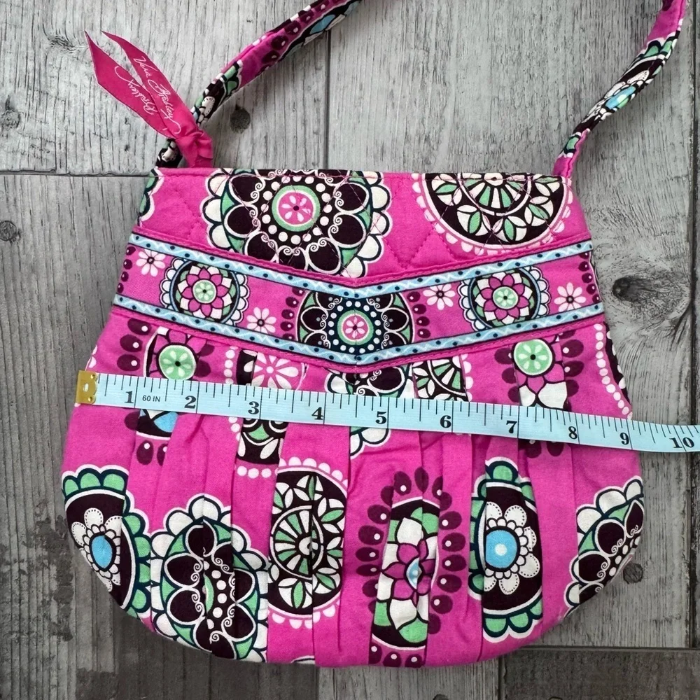 VERA BRADLEY Mini Cartera Pretty in Pink Pleated Shoulder Bag Purse Small